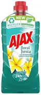 AJAX Płyn uniwersalny 1L KWIAT LAGUNYFLORAL FIESTA LAGOON FLOWERS Płyn AJAX to uniwersalny środek czyszczący, który możesz bezpiecznie stosować do każdej powierzchni. Na trudne zabrudzenia można użyć płynu bezpośrednio z butelki, a do mycia podłogi wydajnie rozcieńczyć. Niewidoczna warstwa ochronna zapobiega przed os...