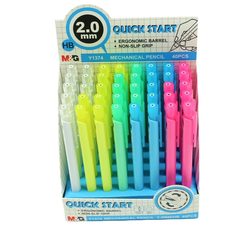 Ołówek automatyczny 0,9/2,0 mm HB, trójkątny, mix 5 kolorów.