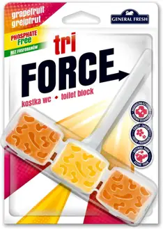 Kostka WC General Fresh TRI FORCE 1szt GREJPFRUT 45g Specjalnie dobrane składniki kostki czyszczącej do WC, myją muszlę klozetową oraz zapobiegają osadzaniu się kamienia. Ponadto przy każdorazowym spłukiwaniu odświeżają i tworzą obfitą pianę.
*Waga: 45g
*Zapach: grejpfrut