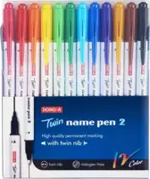 Mazaki/Pisak Perm.Dwustronny komp.12sztDONG-A Twin name pen2