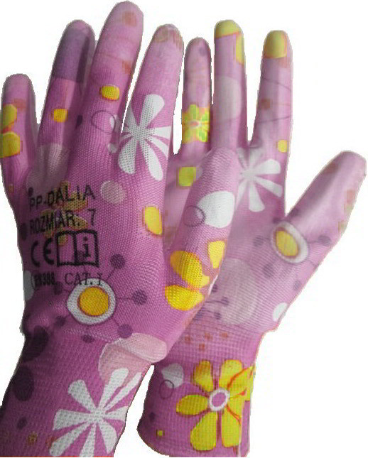 Rękawice ochronne DALIA KWIATY 1 para 8/M z dzianiny poliestrowej powlekane poliuretanem Rękawice robocze dziane, powlekane poliuretanem i zakończone ściągaczem.
*Rękawice nie kurczą się w kontakcie z wodą
*Bardzo odporne na przetarcia
*Duża elastyczność powoduje, że świetnie dopasowuje się do dłoni co zapewnia dużą zwinność ...