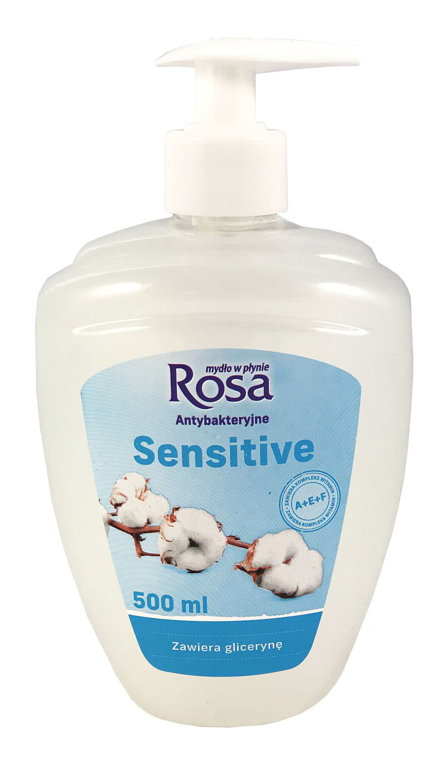 Mydło w płynie do rąk Rosa Sensitive białe z pompką 500 ml