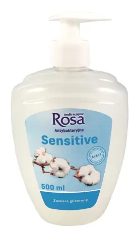 Mydło w płynie ROSA z pompką 0,5L SENSITIVE BIAŁE