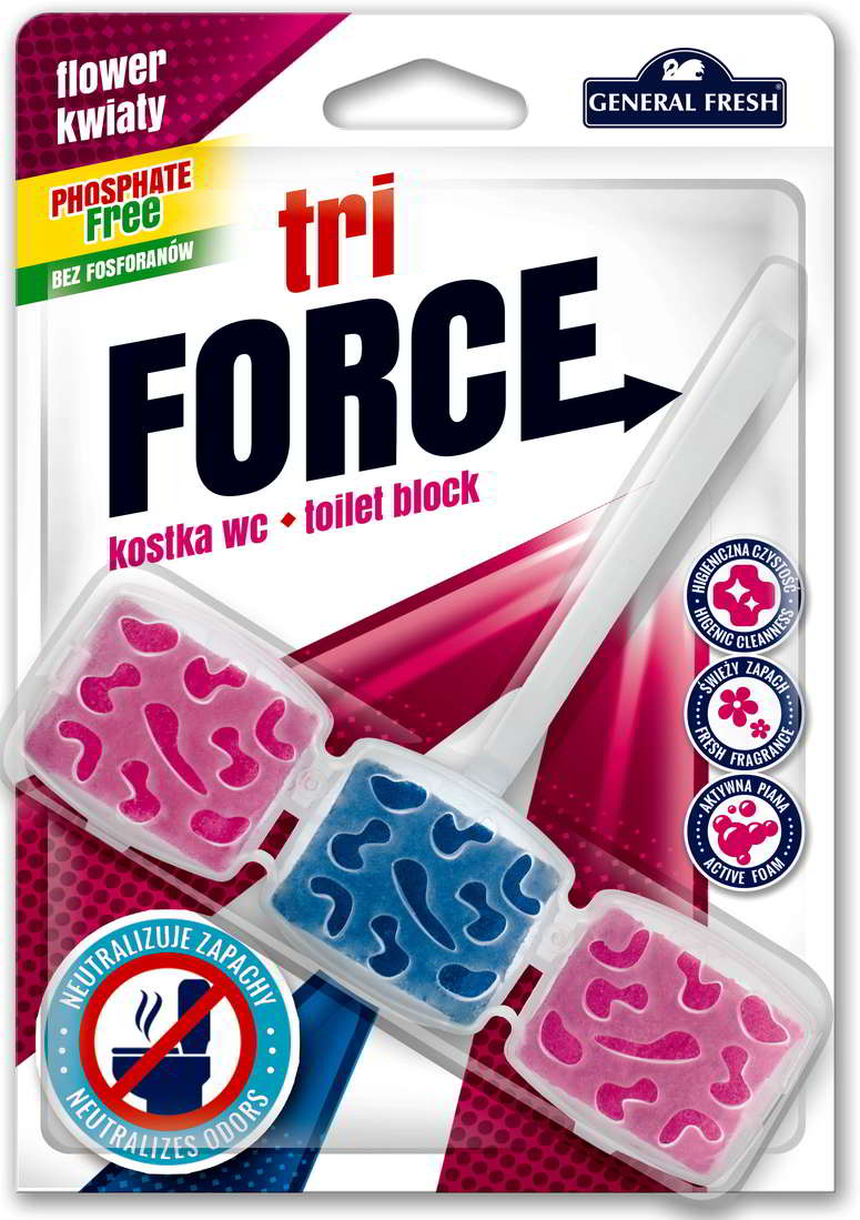 Kostka WC General Fresh Tri Force zapach kwiat 45g, bez fosforan