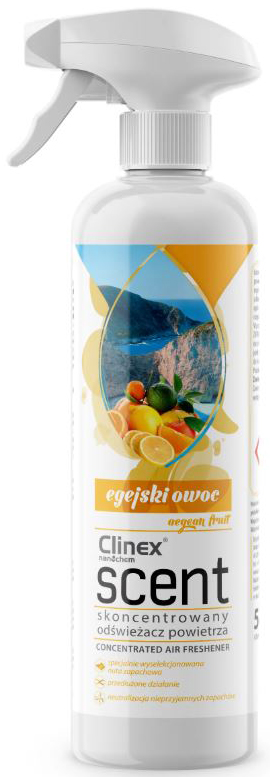 Odświeżacz powietrza Clinex Scent 500ml Egejski Owoc w butelce ze spryskiwaczem