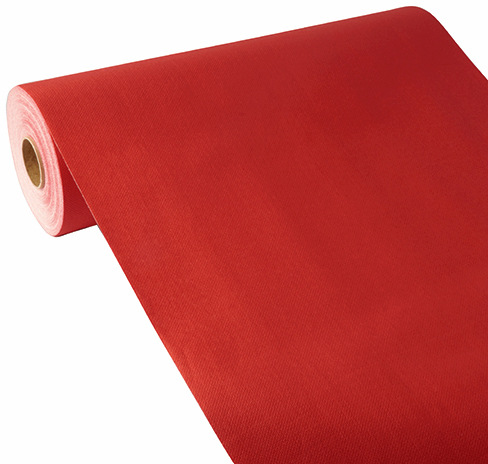 Bieżnik PV-Tissue 24m x 40 cm czerwony w rolce, imitujący tkaninę Airlaid