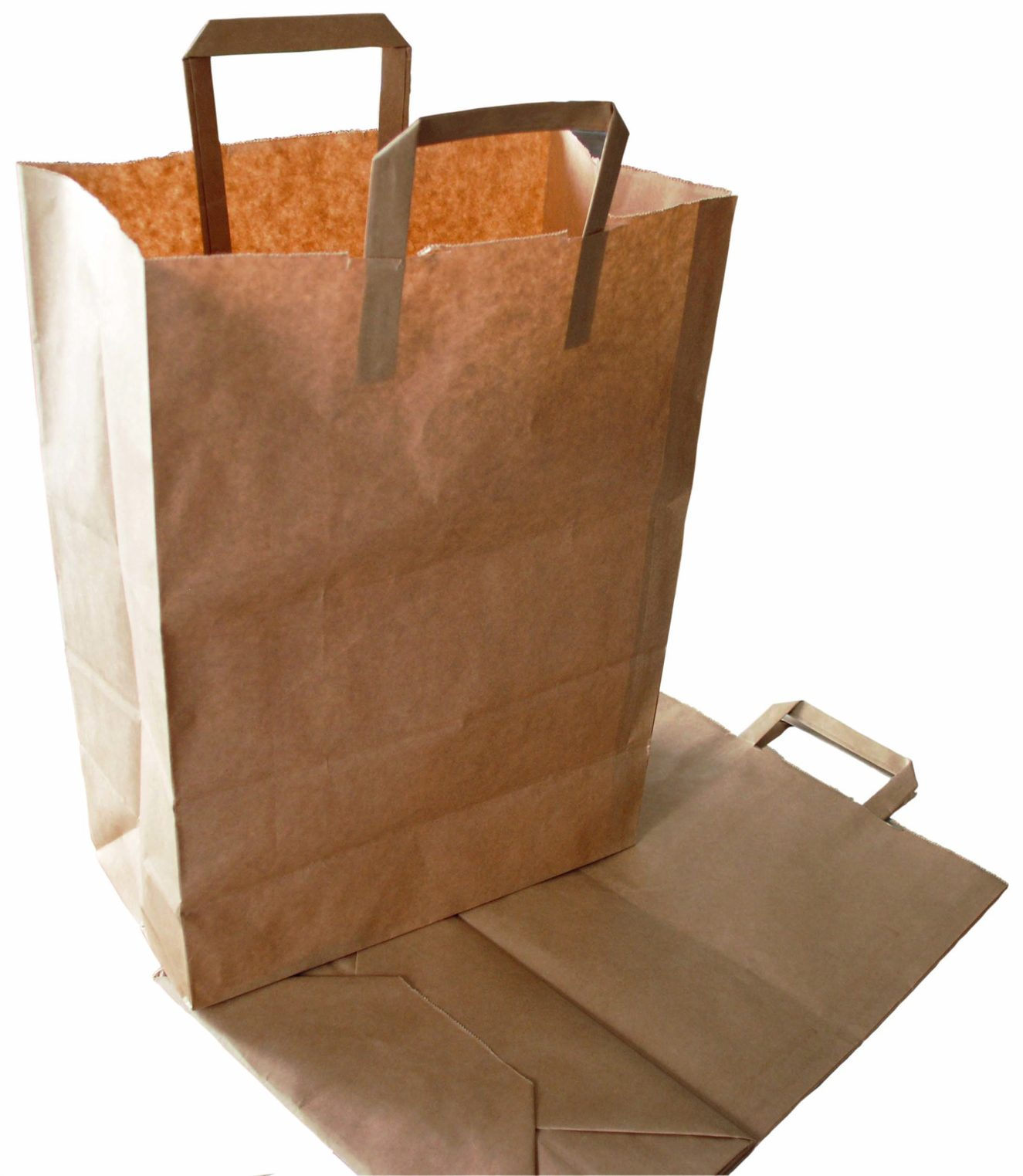 Torba papierowa brązowa z płaskim uchem, klocka 28x16x26 cm, jedna sztuka