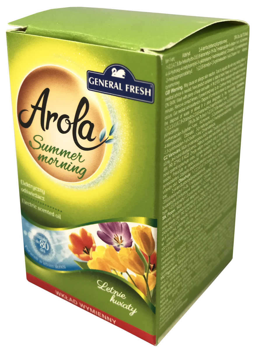 Odświeżacz General Fresh ELEKTRYCZNY zapas - letnie kwiaty 25ml Wkład do elektrycznego odświeżacza powietrza General Fresh Arola Summer Morning letnie kwiaty 25ml w zielonym opakowaniu