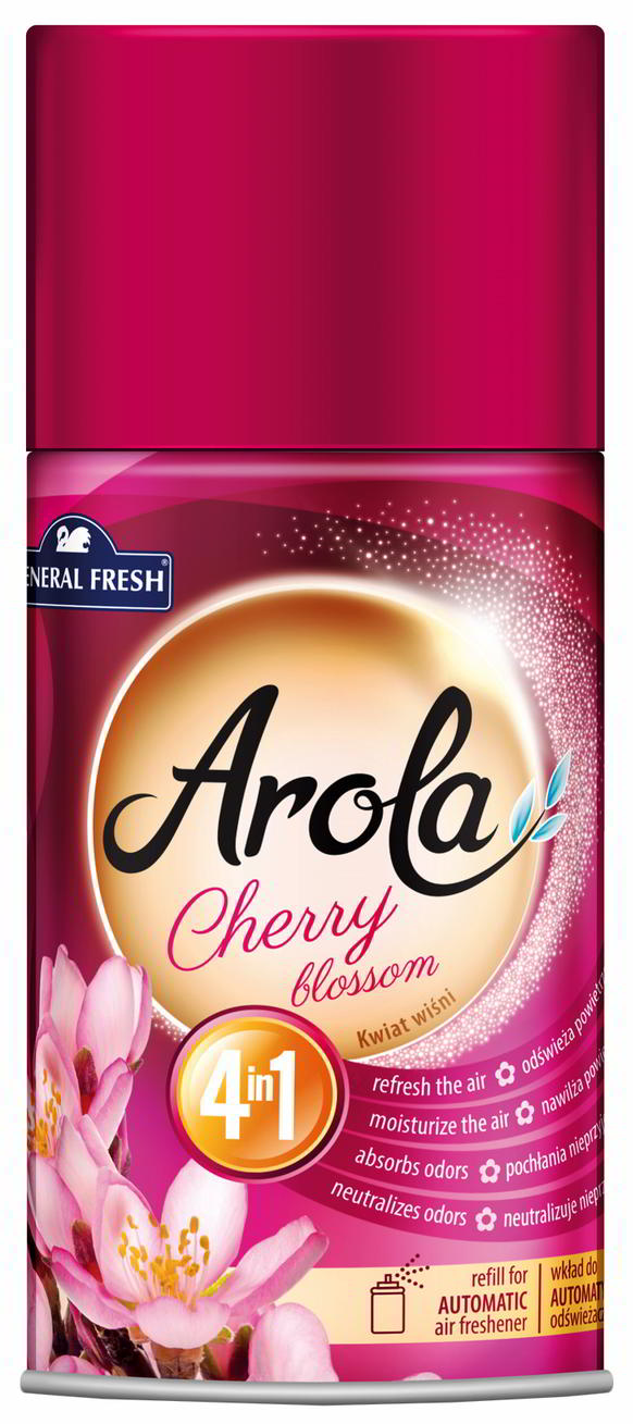 Odświeżacz General Fresh WKŁAD AUTOMATU KWIAT WIŚNI 250ml Wkład do automatu odświeżacza General Fresh Arola Cherry Blossom 250ml, kwiat wiśni