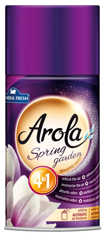 Odświeżanie i nawilżanie powietrza, pochłanianie i neutralizacja nieprzyjemnych zapachów, intensywny i przyjemny zapach. Długa żywotność produktu, nowoczesny i atrakcyjny design.

Pojemność: 250ml
Zapach: wiosenny ogród