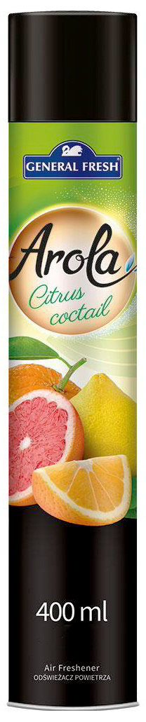 Odświeżacz powietrza General Fresh Arola w sprayu 400ml o zapachu cytrusowego koktajlu.
