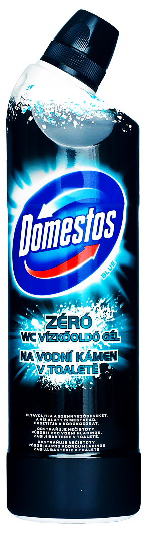 Domestos ZERO BLUE 750 ml Domestos ZERO BLUE 750 ml żel do czyszczenia i dezynfekcji WC na wodny kamień.
