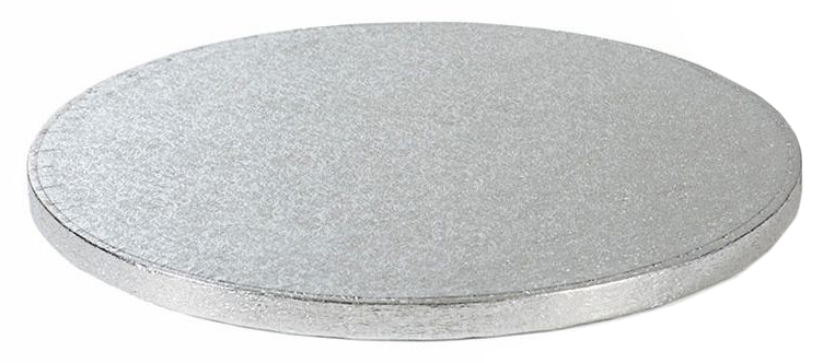 Podkładka okrągła pod tort srebrna fi-33 cm sztywna.