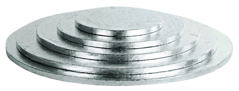 Podkładka okrągła pod tort srebrna fi-33 cm sztywna.