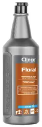 Płyn do mycia podłóg Clinex Floral Ocean 1L w srebrnej butelce z pomarańczową etykietą.