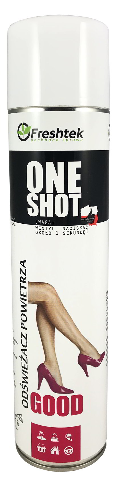 Odświeżacz powietrza Freshtek Good 600ml ONE SHOT w aerozolu.