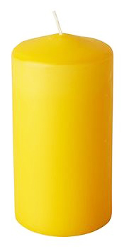 Świeca pieńkowa żółta fi 6cm wysokość 11cm, 1 sztuka