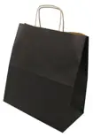 Torba papierowa klockowa czarna 30x17x42 cm ze skręcanymi uchwytami papierowymi.