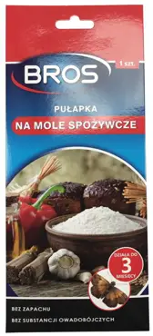 Bezwonny lep do monitorowania obecności moli spożywczych poprzez ich odławianie w pomieszczeniach takich jak kuchnie, spiżarnie oraz bepośrednio w szfach z produktami spożywczymi.


