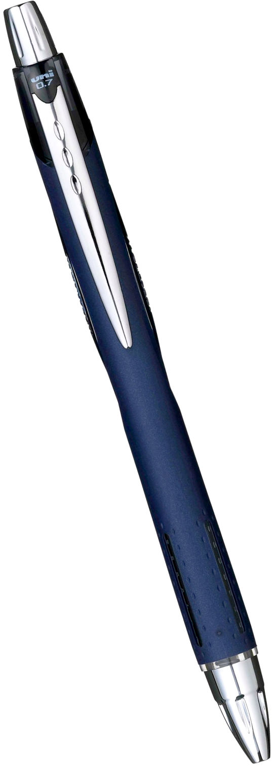 Długopis kulkowy UNI SXN-217 automatyczny, czarny z chromowaną końcówką i klipem, grubość 0,7 mm.