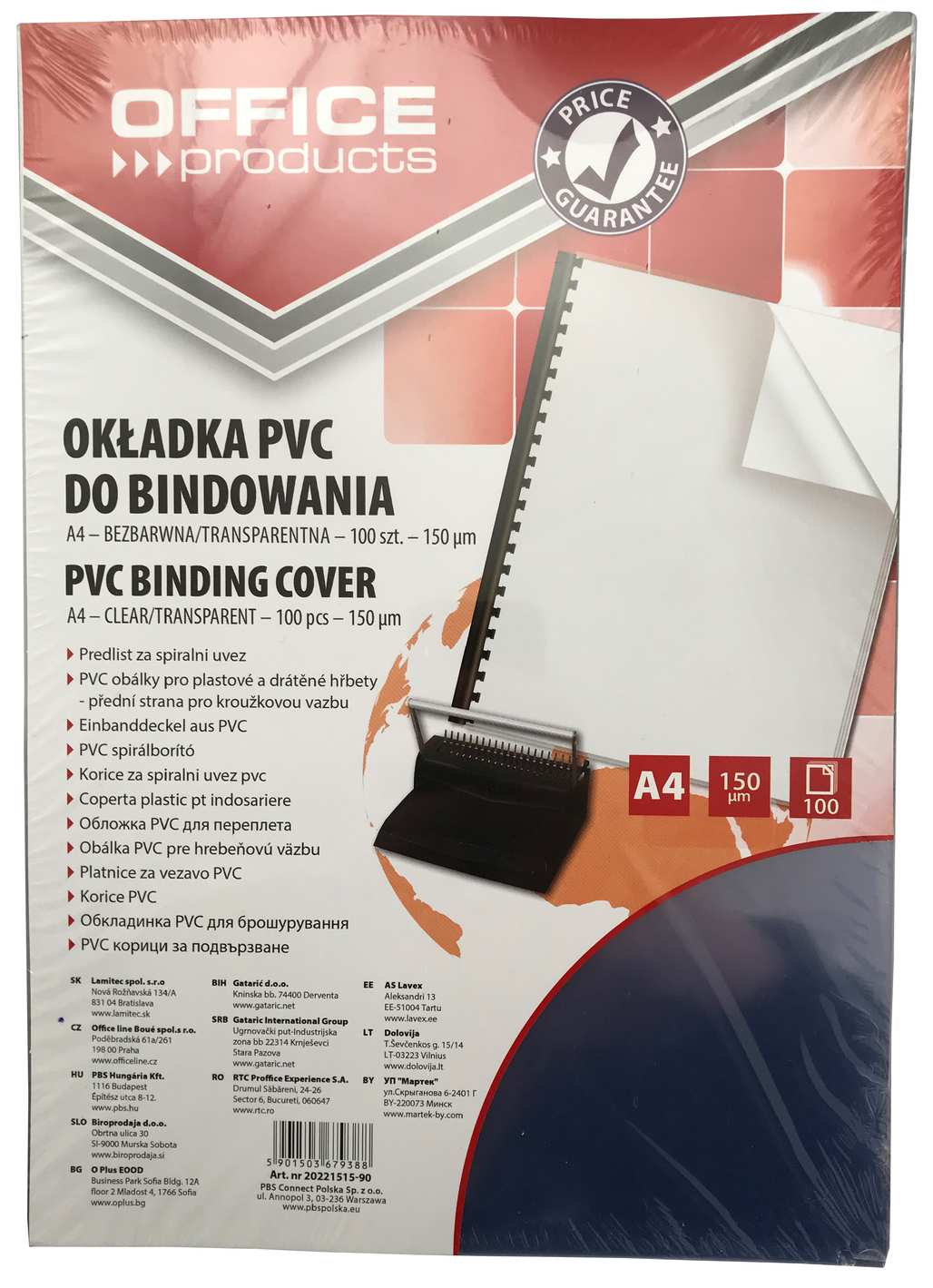 Okładka PVC do bindowania A4 przezroczysta 150 mikronów, opakowanie 100 sztuk.
