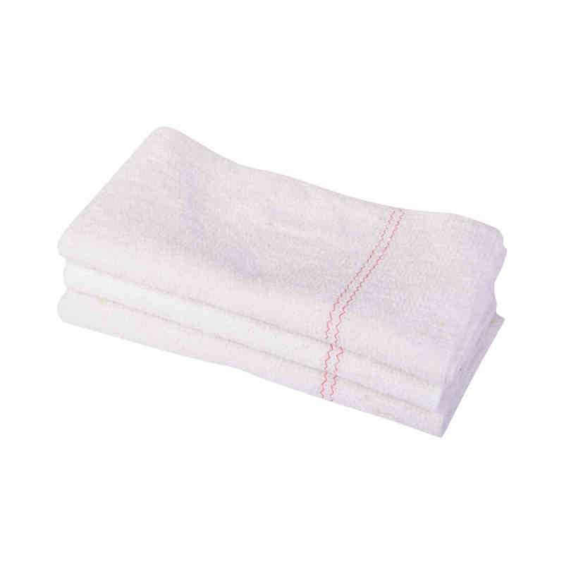 Ścierka do podłogi biała 60x80140g Ścierka do podłogi biała bawełniana 60x80cm z obszytymi krawędziami, złożona w stosy na białym tle.
