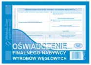 DR Oświadczenie final.nab.wyr. węglowychTyp 306-3 Druki akcydensowe przeznaczone do wypełniania, wykorzystywane w czynnościach urzędowych, handlowych. Niezbędne w funkcjonowaniu firm, urzędów i innych jednostek zgodnie z obowiązującymi normami prawnymi.