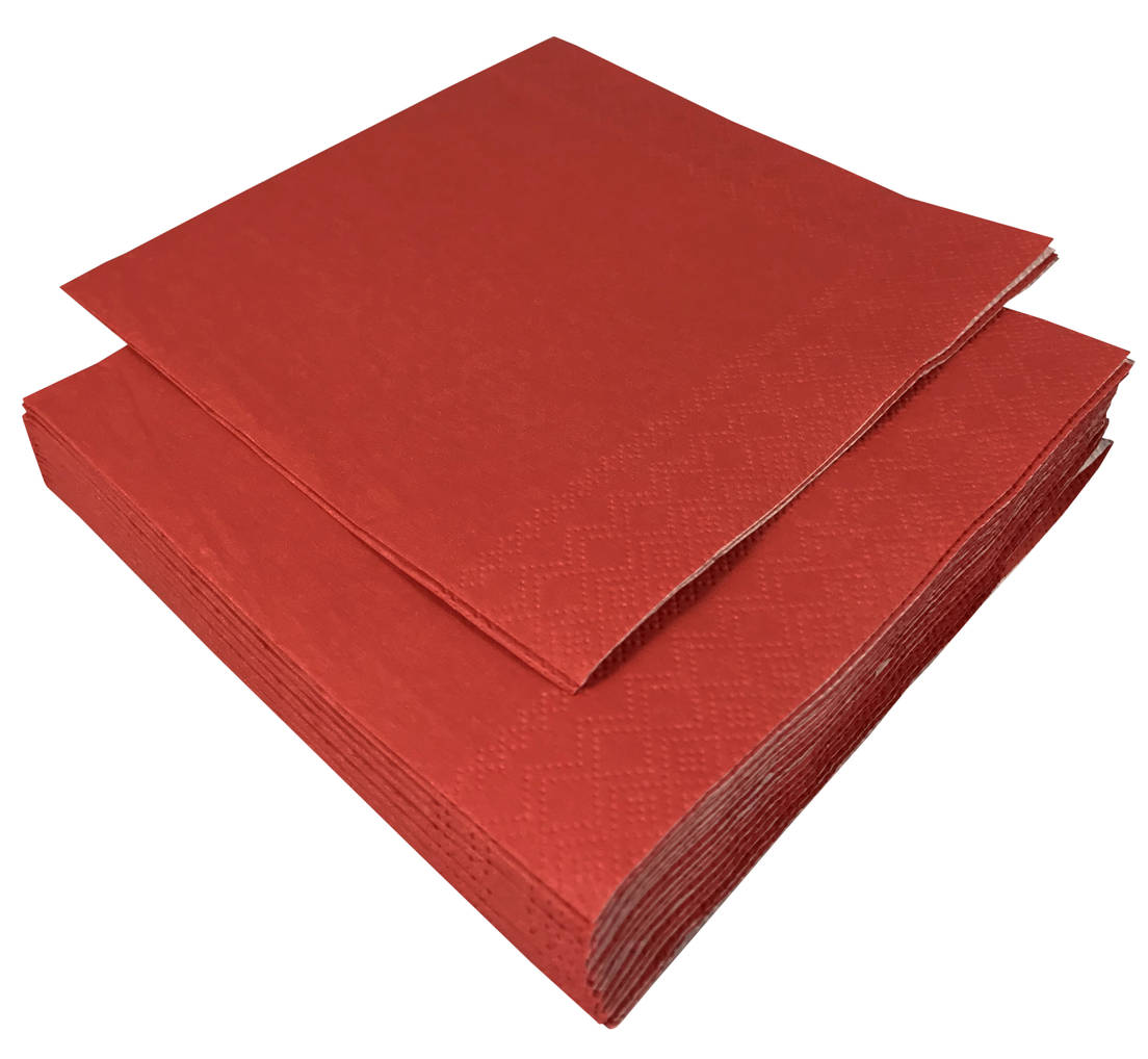 Serwetki koktajlowe 3-warstwowe 25x25cm czerwone, opakowanie 20 sztuk