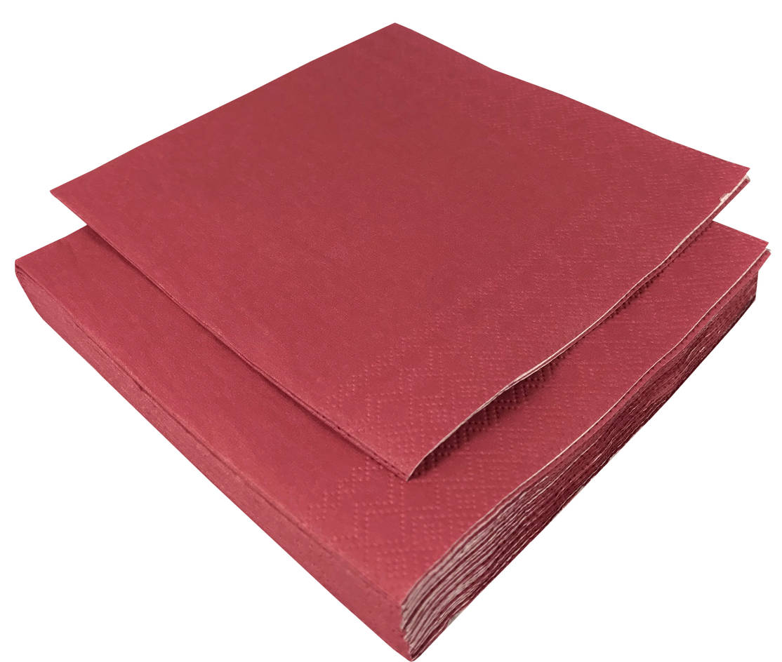 Serwetka koktajlowa 25x25 cm trójwarstwowa bordo, 20 sztuk