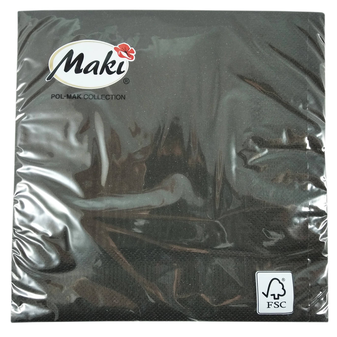 Serwetka kolorowa czarna 33x33 cm 3-warstwowa 20 sztuk Maki