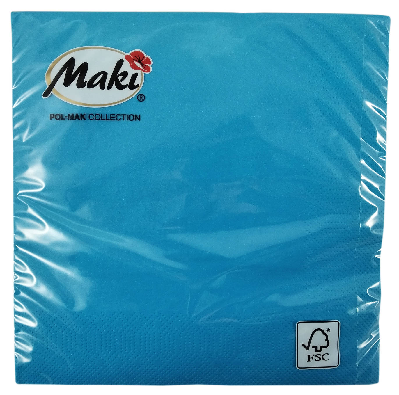 Serwetki kolorowe Maki 33x33 cm, 3-warstwowe, 20 sztuk, niebieskie