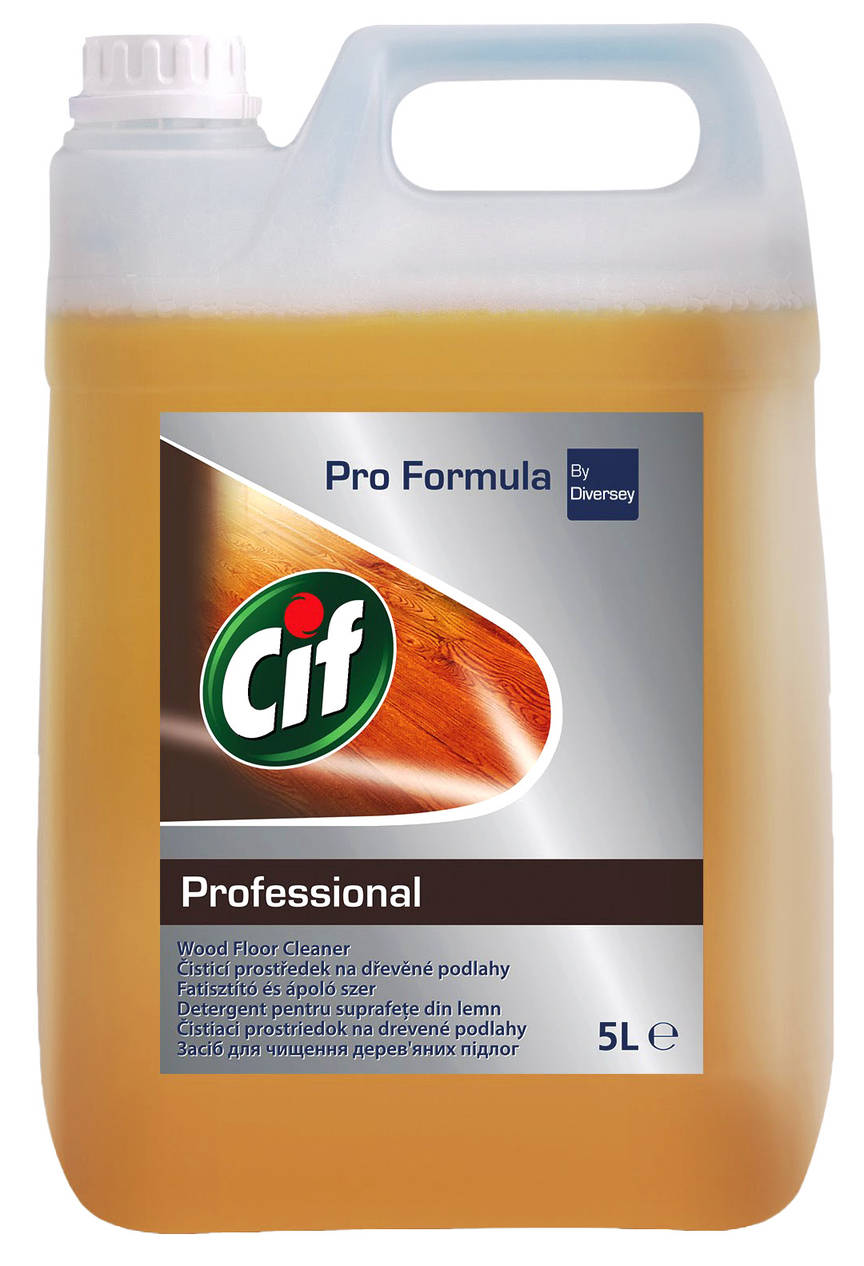 Płyn do mycia drewna CIF Wood Floor 5L Koncentrat Professional w kanistrze z etykietą produktu