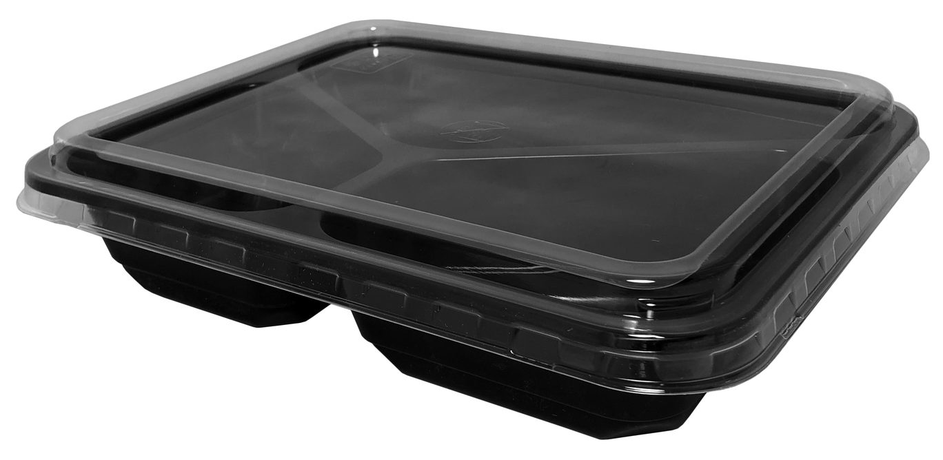 Pojemnik obiadowy do ZGRZEWU III dzielny CZARNY 227/178/ 60  80szt