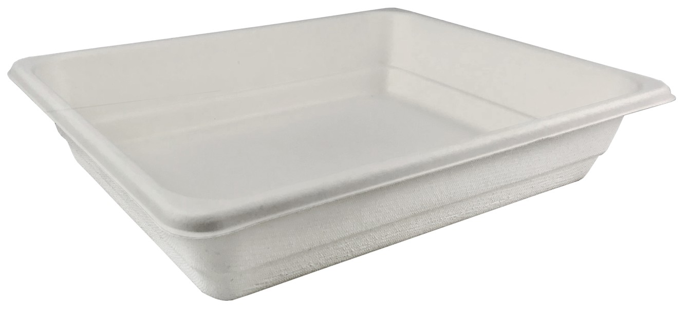 Pojemnik obiadowy z pulpy papierowej biały niedzielony do zgrzewu 175x227mm biodegradowalny.