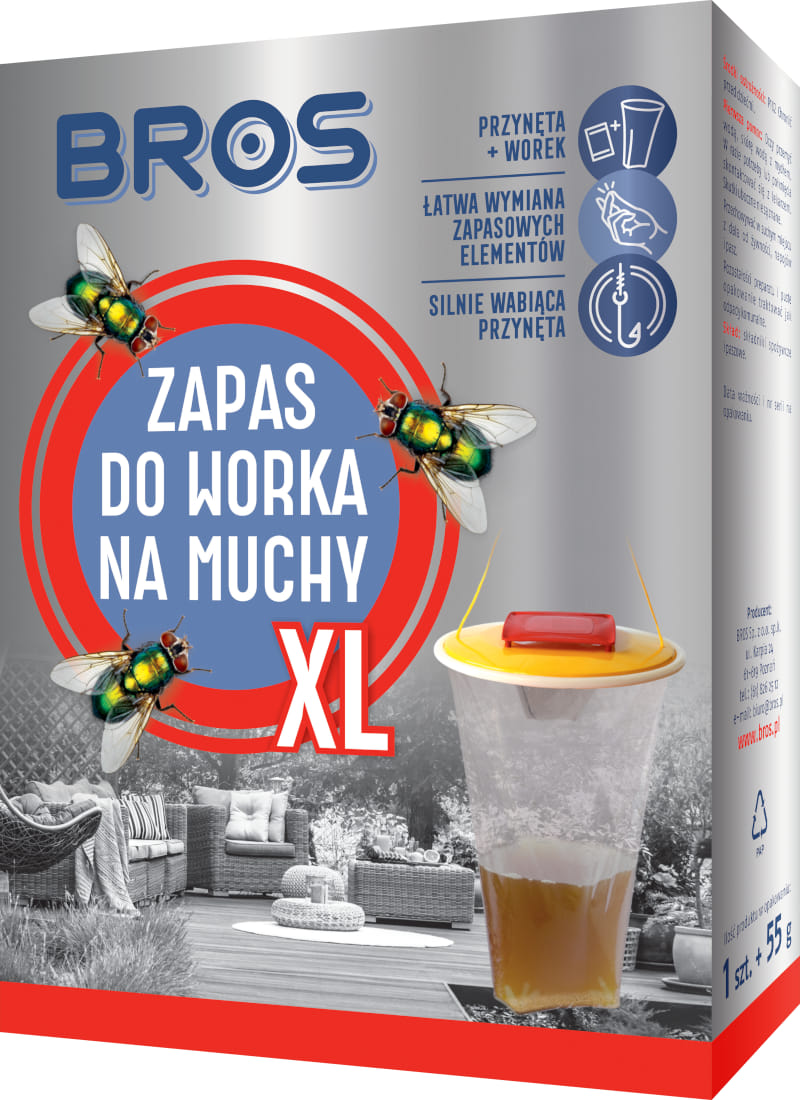 Zapas do worka na muchy BROS XL z plastikowym workiem i przynętą