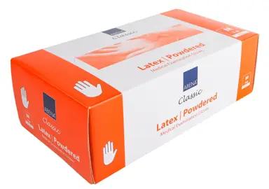 Pudrowane rękawice jednorazowego użytku w kolorze naturalnym.

   *Grubość od 4,8 do 5,2 µ
   *Opakowanie: 100 szt
   *Rozmiar: M
   *Wykończenie mankietu: równomiernie rolowany brzeg
   *Pasujące na lewą i prawą dłoń
   *Idealne: do badań labor...