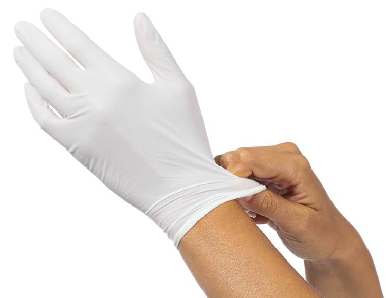 Rękawice LATEKSOWE L 100szt MASTER GLOVE pudrowane Pudrowane rękawice lateksowe L rozmiar 100 sztuk w opakowaniu, kolor naturalny, na dłoni.