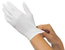 Pudrowane rękawice jednorazowego użytku w kolorze naturalnym.

   *Grubość od 4,8 do 5,2 µ
   *Opakowanie: 100 szt
   *Rozmiar: L
   *Wykończenie mankietu: równomiernie rolowany brzeg
   *Pasujące na lewą i prawą dłoń
   *Idealne: do badań labor...