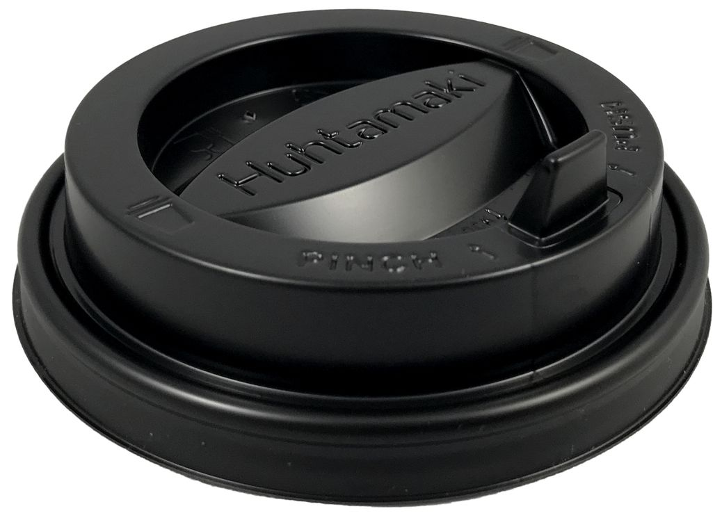 Pokrywka plastikowa 80mm czarna z dziubkiem do kubka 200-250ml