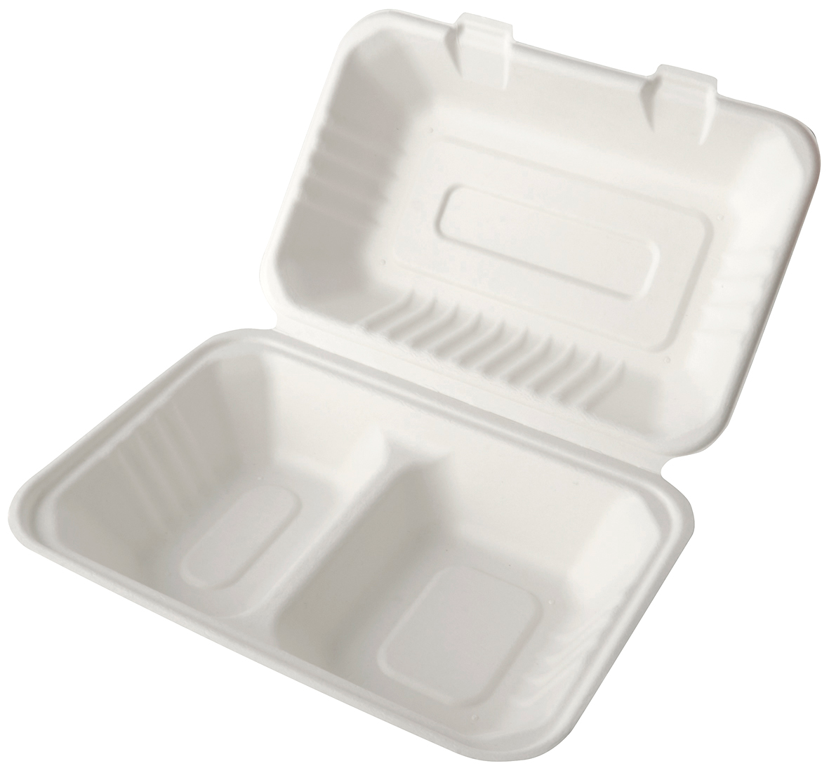 Pojemnik obiadowy z trzciny 1/2 obiadu 2-częściowy biały 23x15x8cm