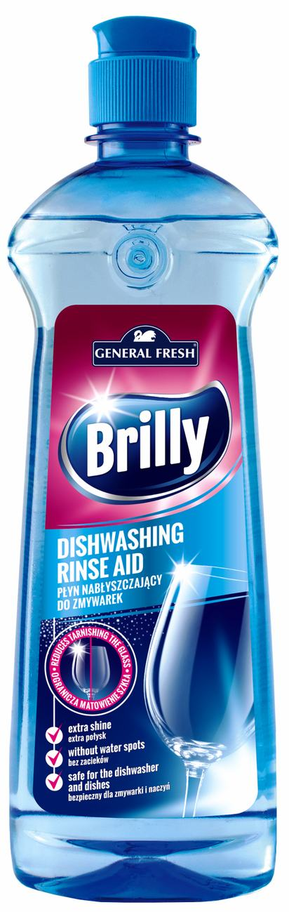 BRILLY nabłyszczacz do zmywarek 500ml płyn w przezroczystej butelce z niebieską nakrętką