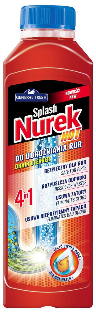 Nurek HOT - to wersja udrażniacza do zalania ciepłą wodą!
Nurek to specjalistyczny środek do udrożniania rur. Stoworzony z myślą o kłopotach, jakie może wywołać zapchany odpływ kuchennego zlwu, umywalki lub niedrożny odpływ w brodziku czy wannie. Akty...