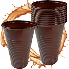 Kubek plastikowy do gorących napojów 200ml brązowy jednościenny, opakowanie 100 sztuk