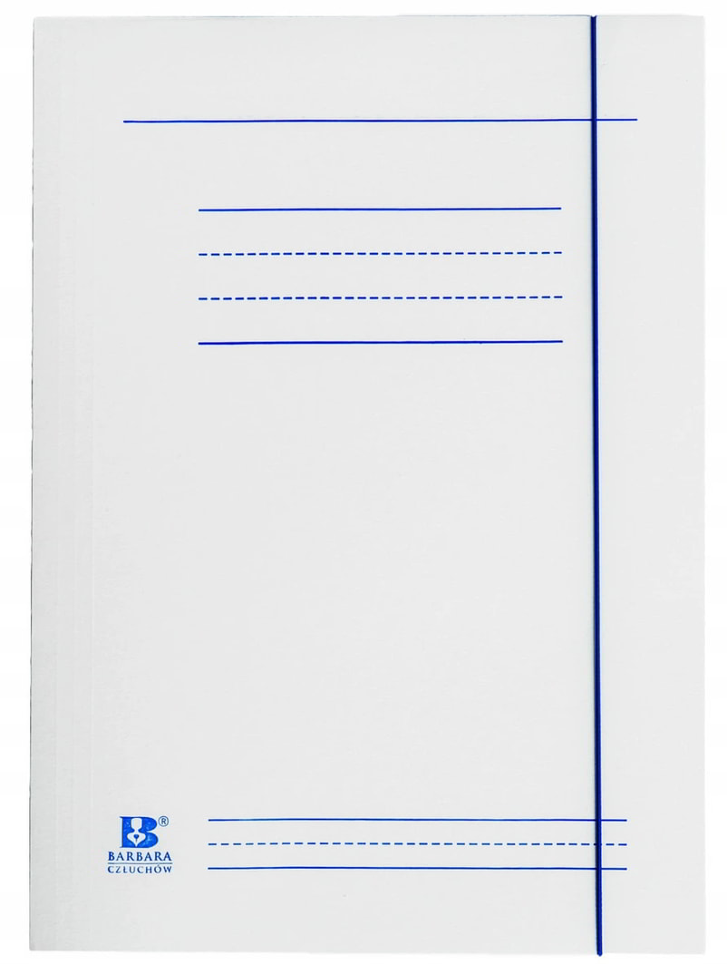 Teczka papierowa A4 300g biała z gumką, trzy klapki wewnętrzne, tasiemki, format A4.