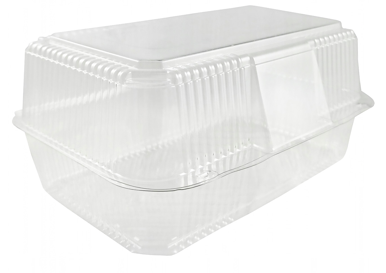 Pojemnik cukierniczy PET K-65C prostokątny przeźroczysty z zamykaną pokrywką 22x13x11cm