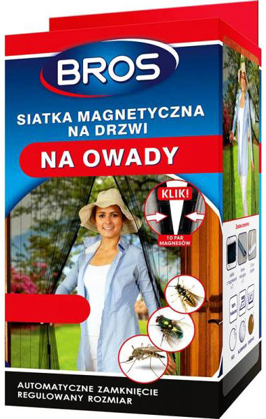 BROS Moskitiera na drzwi magnetyczna 80-100x210-220 biała BROS moskitiera magnetyczna na drzwi biała 80-100x210-220 cm do ochrony przed owadami