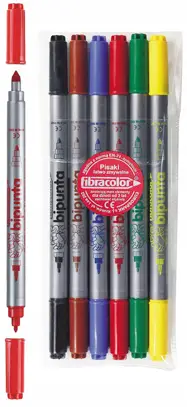 Mazaki/Pisak Dwustronny komp.6sztBIPUNTA Fibracolor