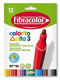Mazaki Fibracolor Colorito 3D trójkątne 12 sztuk z ergonomicznym kształtem.