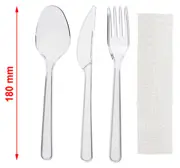 KONFEKCJA: Widelec+Nóż+Łyż Serwetka 1szt TRANSPARENTNE PREMIUM