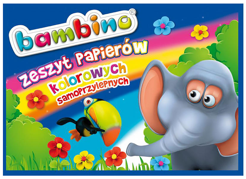 Zestaw papierów samoprzylepnych Bambino B4 kolorowych 8 kartek z motywami zwierząt